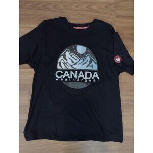 Canada Weather Gear T Shirt Mens Size XL Black Henley Short Sleeve Outdoor EUC